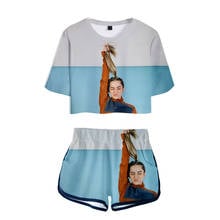 Suitable 3D Print Addison-Rae Exposed Navel T-shirt +shorts women's two-piece sets Fashion 3D Addison-Rae girl's two-piece sets 2024 - buy cheap