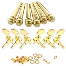 6Pcs Acoustic Guitar Bridge Pins Brass & 1 Set Gold Sealed Guitar String Tuning Pegs Tuners Machine Heads 3L+3R 2024 - buy cheap