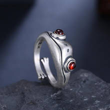 Hip Hop Garnet Stone Frog Rings Women Fashion Animal Open Ring Men Vintage Tail Adjustable Rings Jewelry Xmas Gift Biker Ring 2024 - buy cheap