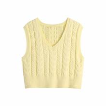 Xitimeao  New Women Fashion Knitted Vest Sweater V-neck Sleeveless Solid Color Loose Female Waistcoat Chic Tops 2024 - buy cheap