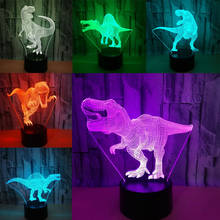 Lámpara de ilusión 3D para niños, luz LED nocturna de dinosaurio, 7 colores, lámparas táctil para mesa, decoración del hogar, regalos de cumpleaños y Navidad, Luminaria para bebés 2024 - compra barato