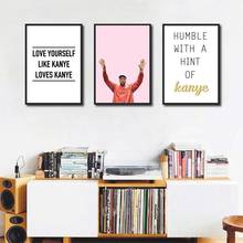 Impresiones de arte en lienzo de Kanye West, póster de Hip Hop, rapero de música, Kanye, citas, pintura, imágenes de pared, decoración moderna de estudio de música 2024 - compra barato