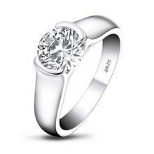 Lesf anéis de prata 925, joia de noivado feminina, 2 ct, corte redondo, diamante, moissanite, casamento, flor, anéis para presente 2024 - compre barato