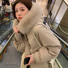 Chaqueta de plumón para mujer, ropa de estilo coreano, prendas de vestir hasta la rodilla, abrigo grueso, ajustado, novedad de 2020 2024 - compra barato