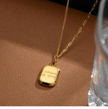 Модное ожерелье-кубик AB из титановой стали 2021, женское ожерелье с буквами love, маленькая квадратная фирменная подвеска, цепочка до ключиц, стильные ювелирные изделия ins 2024 - купить недорого