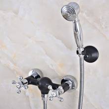 Polished Chrome Black Oil Rubbed Bronze Wall Mounted Bathroom Hand Held Shower Head Faucet Set Bath Mixer Tap mna640 2024 - buy cheap