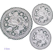 Luxury Lace rose embroidery placemat cup coaster mug kitchen table place mat cloth wedding dish doilies Christmas pad cookware 2024 - buy cheap