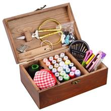 Sewing Kit Box Basket,Wooden Hand Home Sewing Repair Tool Kit,Beginner Universal Sew Kit Accessories for Women,Men,Adults,Kids 2024 - buy cheap