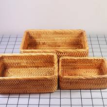Rectangular Hand-woven Basket Rattan Candy Storage Picnic Tray Food Bread Dish Multipurpose Drying Food Storage Dustpan 2024 - buy cheap