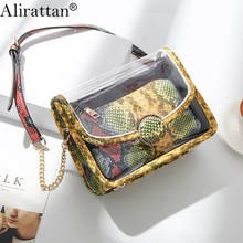 Alirattan Women Transparent Bag Snake Pattern Leather Chain Shoulder Messenger Bag Fashion Designer Clear PVC Handbags Ins  K163 2024 - buy cheap