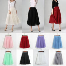 Fashion Elegant Adult Girls Princess Ballet Tulle Tutu Skirt Party Wedding Elastic Midi Skirts 2024 - buy cheap