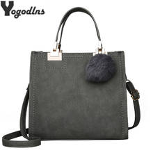 Designer Bags Famous Brand Women Bag PU Leather Messenger Bag Fur Ball Crossbody Bag Female  Shoulder Bag Solid Color Purse 2024 - buy cheap