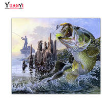 5D DIY Алмазная картина с рыбным пейзажем, полностью квадратная Алмазная вышивка с животным, полная круглая Алмазная мозаика, домашний декор 2024 - купить недорого