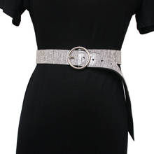 Arnés lujoso de cristal ostentoso para mujer, cinturón de cuero, correas de Bondage, accesorios de cinturones anchos de pretina de plata 2024 - compra barato