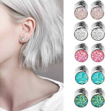 1Pair Punk Stainless Steel Earrings for Women Shiny Acrylic Crystal Stud Earrings Barbell Ear Piercing Ear Studs Plug Jewelry 2024 - buy cheap