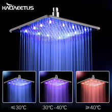 Cabeçote de chuveiro ultrafino, cabeça de chuveiro quadrado cromada de aço inoxidável com led para banheiro e temperatura de água de 12 cores 2024 - compre barato