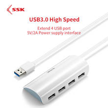 SSK-Hub Usb 3,0 portátil de alta velocidad, 4 puertos, adaptador/divisor de fuente de alimentación USB para tableta, Mac, portátil, Notebook, PC, SHU808 2024 - compra barato