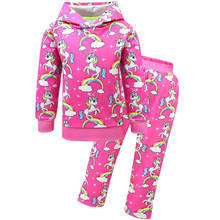 kids spring and autumn models Unicorn girls suit children's hooded sweater trousers in the children's suit Christmas clothes 2024 - buy cheap