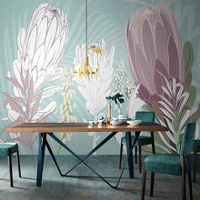 Custom 3D Wall Mural Modern Line Drawing Plant Flowers Nordic Style Photo Wallpaper Living Room TV Sofa Bedroom Papel De Parede 2024 - buy cheap