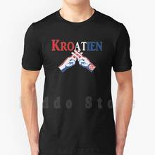 Handhashtag croácia lettering t camisa impressão para os homens de algodão nova legal t hrvatska croácia europa sérvia bósnia coração herzegownia 2024 - compre barato