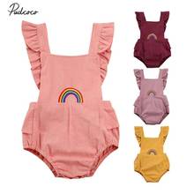2020 Brand Cute 0-18M Infant Jumpsuit Newborn Toddler Baby Girl Rainbow Print Ruffle Romper Summer Sunsuit Outfit Cotton Clothes 2024 - buy cheap