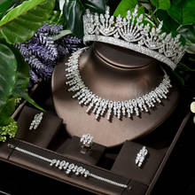 Эксклюзивные тиары HIBRIDE с фианитами и кристаллами, простой дизайн, женские свадебные ювелирные наборы, 5 шт. украшений, Женская драгоценность 2024 - купить недорого