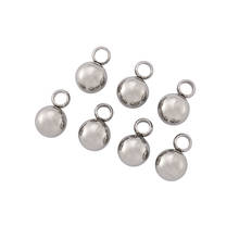 50pcs 5mm 6mm Stainless Steel Ball Charms Round Metal Drops Silver Color Beads with Loop for DIY Necklace Pendant Jewelry 2024 - buy cheap