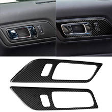 Maçaneta interna de porta de fibra de carbono real, decorativa, tigela, adesivo de carro ford mustang, estilo 2015-2019 2024 - compre barato