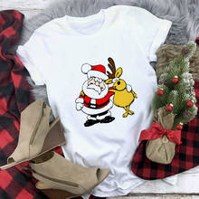 Camiseta de Papá Noel de Navidad para mujer, Camiseta estampada de verano, camiseta estampada Harajuku, camiseta de manga corta, Top informal TShort 2024 - compra barato