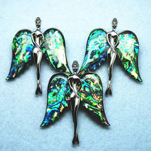 2pcs nature shell pendants abalone shell brooch angels with wing 65x43mm hot designs for your buying saltwater shell pendants 2024 - buy cheap