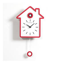 Relógio de parede de madeira de luxo cuco pêndulo pássaro dos desenhos animados relógios de parede branco sala estar criativo crianças reloj pared decoração da sua casa 2024 - compre barato