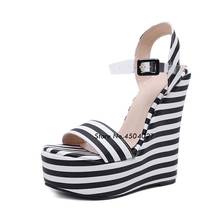 Summer Women's Platform Wedge Sandals Open Toe High Heel Shoes Buckle Strap PVC Sandals 2024 - buy cheap