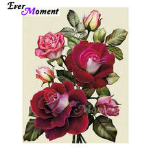 Ever Moment-pintura de rosa roja con diamantes de imitación 5D, mosaico artesanal, cuentas cuadradas completas, bordado de diamantes para el hogar, ASF1767 2024 - compra barato