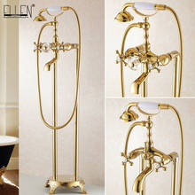 Bathroom Golden Floor Stand Faucet Telephone Type Bath Shower Mixer Brass Shower set Luxury Bathtub Tap 901 2024 - buy cheap