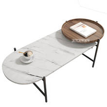 Mesa de té de mármol ovalada Simple para sala de estar, mesa de té redonda de combinación de madera creativa de lujo, mesa de centro Simple y moderna, 1028 2024 - compra barato