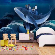 Milofi custom large 3D printing wallpaper mural fantasy whale home cartoon children's room background wall 2024 - buy cheap