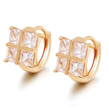 MxGxFam High Quality  Gold Color 18 k Hoop Square Earrings Clear Zircon For Women 2024 - buy cheap