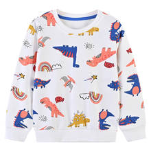 Outono e inverno 2021 algodão estampa de dinossauro pulôver de manga comprida moda suéter de desenho para crianças meio e pequeno meninos 2024 - compre barato