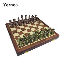 Classic  Zinc Alloy Chess Pieces Wooden Chessboard Chess Game Set With King Height 6.7cm Outdoor Game High Quality Chess Yernea 2024 - buy cheap