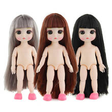 16CM Mini Baby Doll 1/12 Palm Doll With 3D Big Eyes 13 Moveable Joint Naked Female Body Accessories Fashion Cute Toys For Kids 2024 - buy cheap