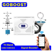 GOBOOST 2g Gsm Signal Booster Tri Band 850 1800 900 Mhz 4g Signal Mobie Phone Celluar Amplifier Led display yagi antenna a Set 2024 - buy cheap