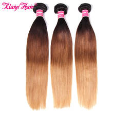 Klaiyi Hair Malaysian Straight Human Hair Bundles Remy Hair Extensions 1B/4/27 Three Tone Double Weft Weave Ombre Bundles 2024 - buy cheap