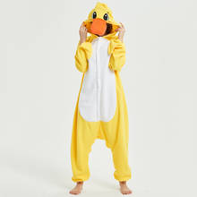 Kigurumis-Pijama de pato amarillo para mujer, ropa de dormir de lana Polar, Mono para adulto, traje de fiesta de Carnaval 2024 - compra barato