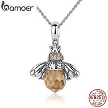 BAMOER 925 Sterling Silver Lovely Orange Bee Animal Pendants Necklace for Women Fine Jewelry CC035 2024 - buy cheap