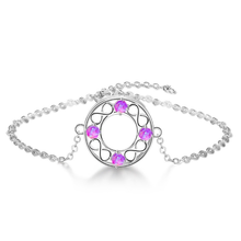 Silver Plated Link Chain Round Hollow 5 Colors Opalite Opal Bracelet Simple Style Jewelry 2024 - buy cheap