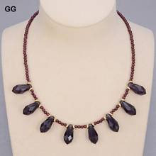 GuaiGuai Jewelry Natural 3mm Round Garnet Four Seasons Chocker Necklace Purple Crystal 17" Cute For Women Girl Gift 2024 - buy cheap