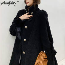 Abrigo de piel auténtica para mujer, chaqueta de lana de oveja 100%, abrigo largo femenino, DYK190909 KJ4948, invierno, 2020 2024 - compra barato