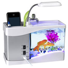 Mini luminária usb para aquário, relógio despertador led preto/branco com temporizador para aquário, tanque de peixes 2024 - compre barato