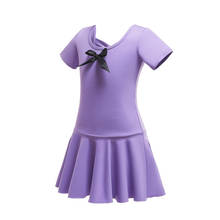 Vestido de Ballet de manga corta con lazo, leotardos de gimnasia, tutú profesional para niños 2024 - compra barato