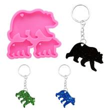 Andando urso polar bebê mãe conjunto chaveiro molde de silicone com buraco urso família pingente diy resina cola epoxy fundição moldes kit 2024 - compre barato